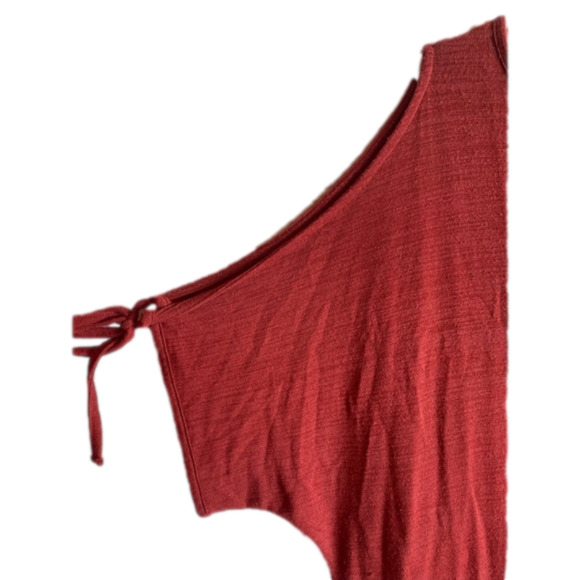 PLUS size George 3X rust coloured short sleeve top cut out style tie up sleeves - Picture 2 of 5